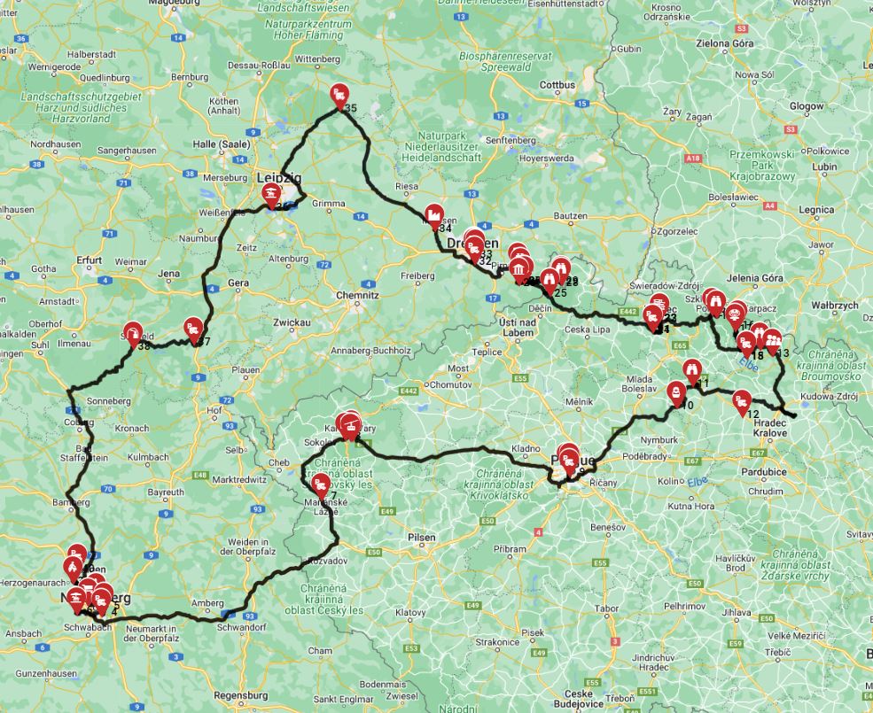 Map for Nrnberg Roundtrip - Czechia  Saxsony